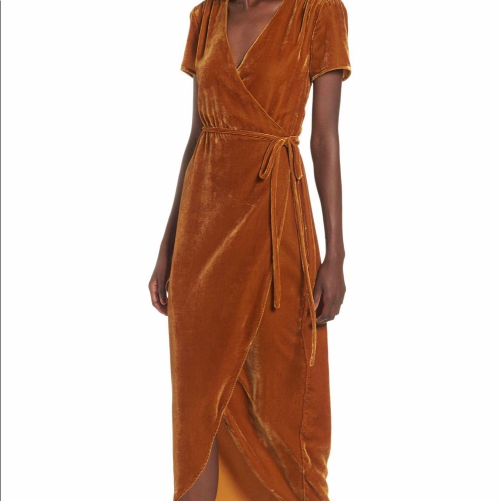 WAYF Velvet Wrap Dress NWOT SZ L